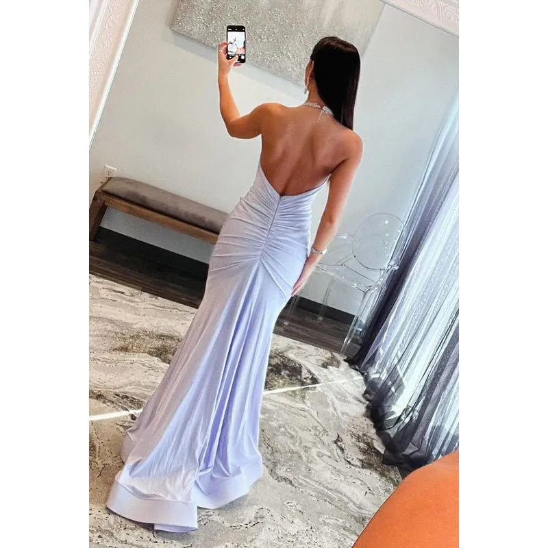 Classic & Timeless Halter Sleeveless Mermaid Backless Party Prom Dress