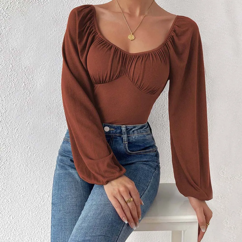 Classic Square Collar Long Sleeve Bodysuit