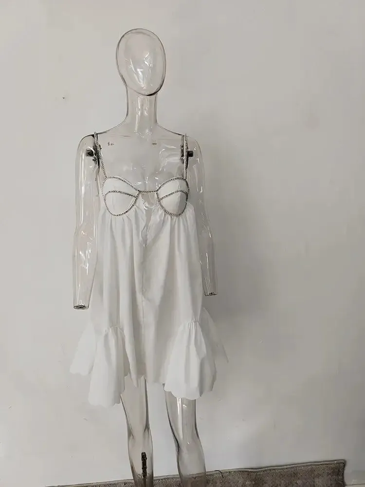 Cold White Flowers Mini Dress