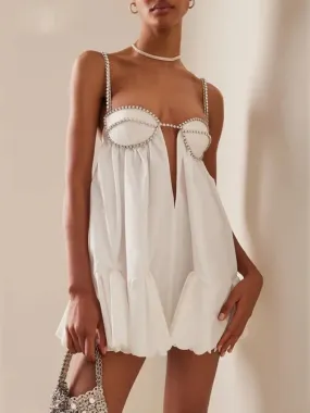 Cold White Flowers Mini Dress