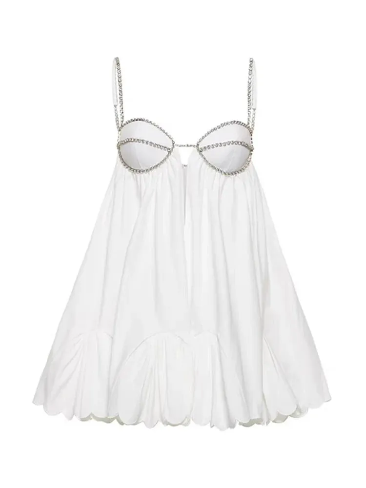 Cold White Flowers Mini Dress