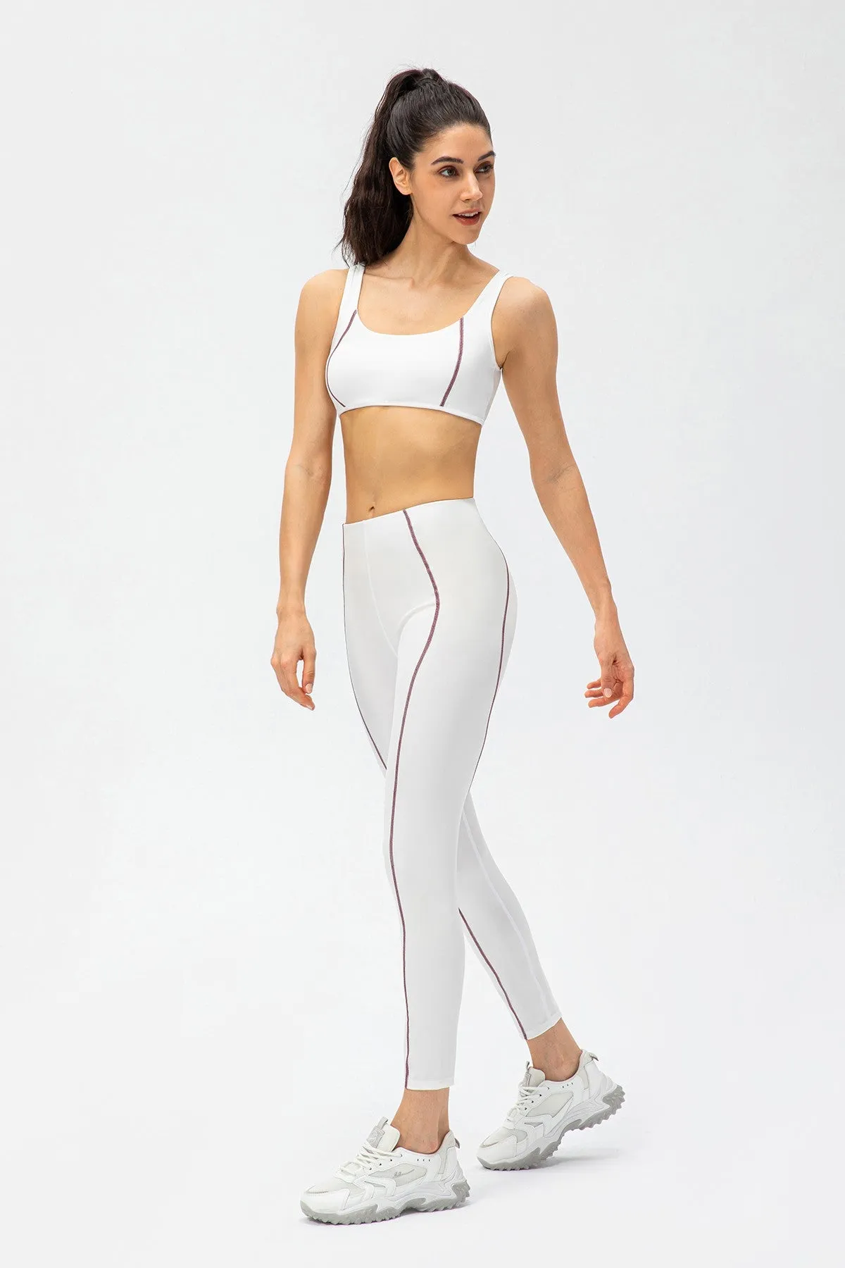Contrast Trim High Waisted Ankle Leggings