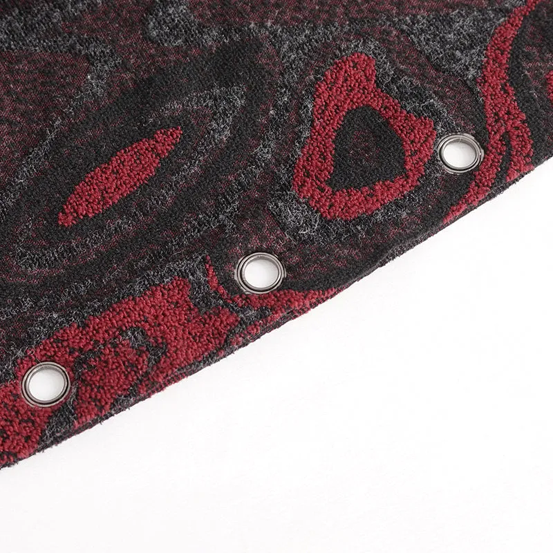 CT21802 Red punk hooded knitted men's jacket