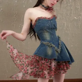 Cutting Rose Thorns      Dress and Choker Set Kawaii Academia Y2K Cottagecore Coquette Fairycore Dollette Princesscore