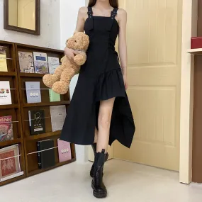 Dark Suspender Strap Long Dress SD01405