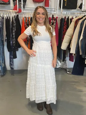 Desigual Darling White Maxi Dress with Lace Skirt 23WWVKA8