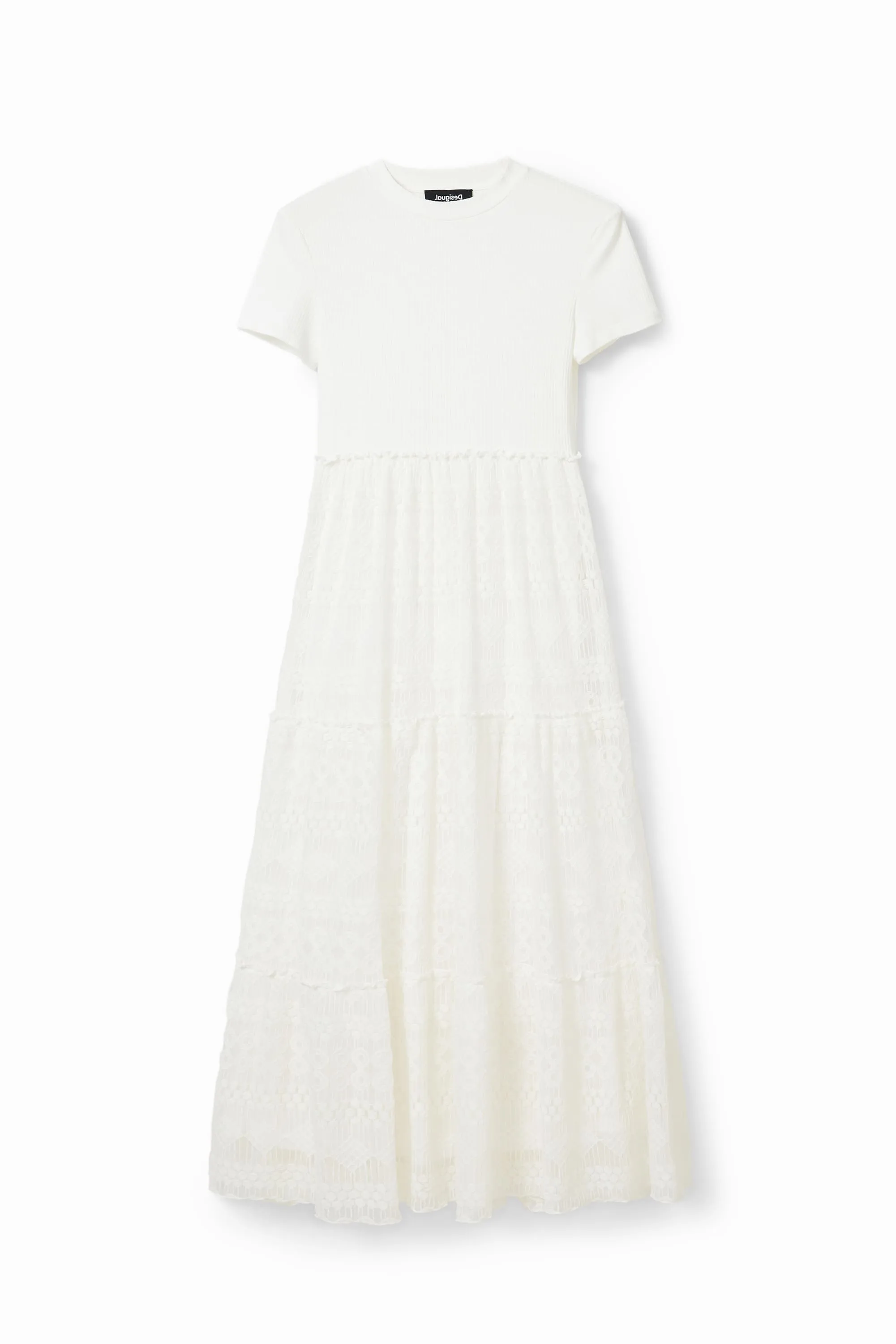 Desigual Darling White Maxi Dress with Lace Skirt 23WWVKA8