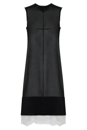 DOUBLE LAYER DRESS WITH LACE SLIP BLACK
