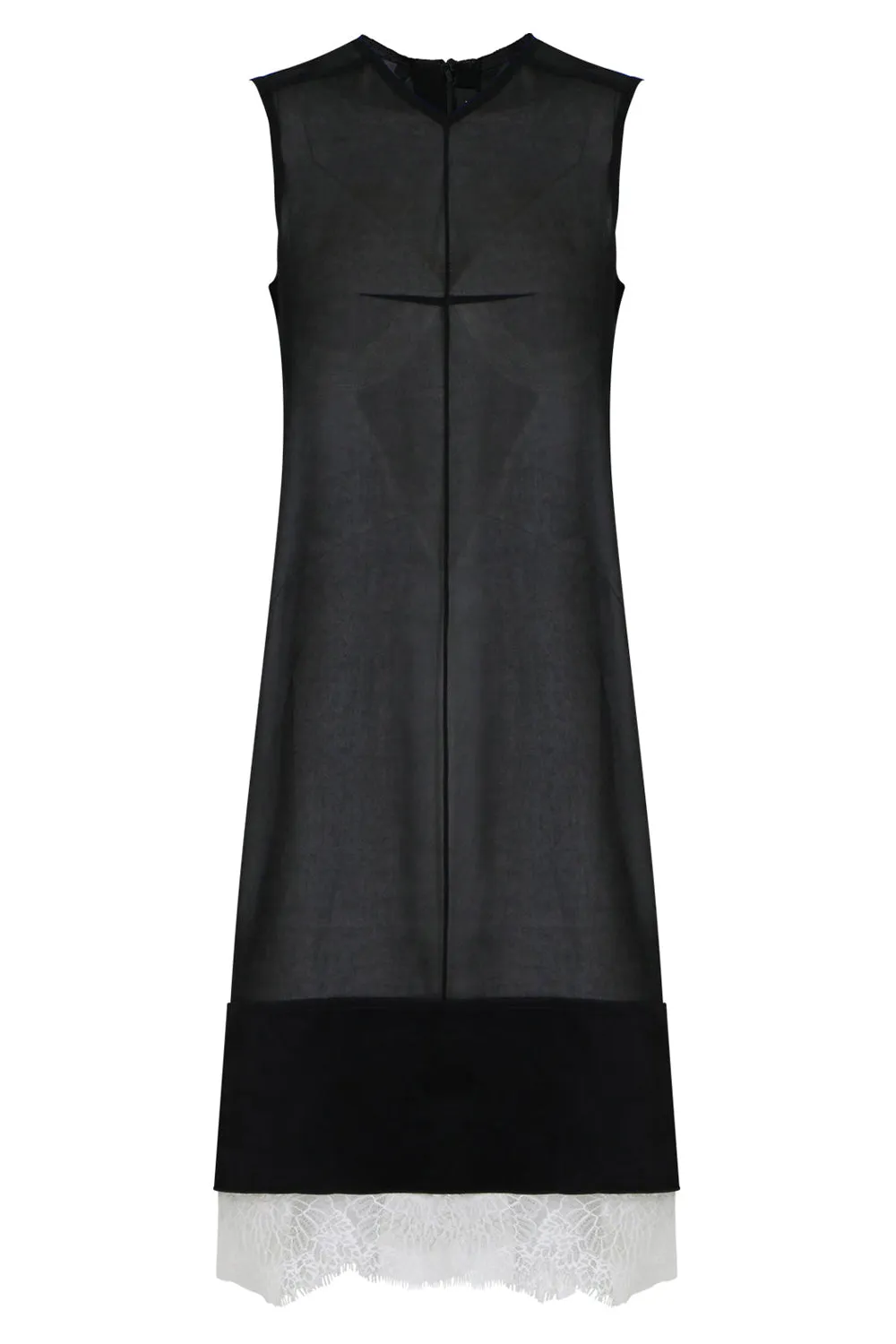 DOUBLE LAYER DRESS WITH LACE SLIP BLACK