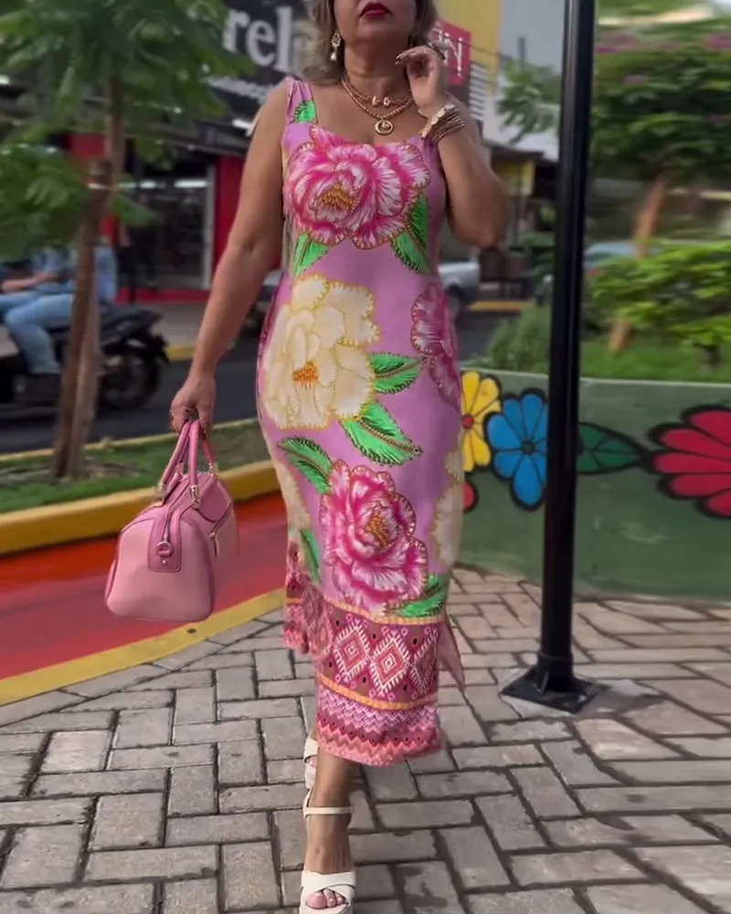 Elegant floral slip dress