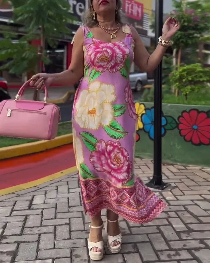 Elegant floral slip dress