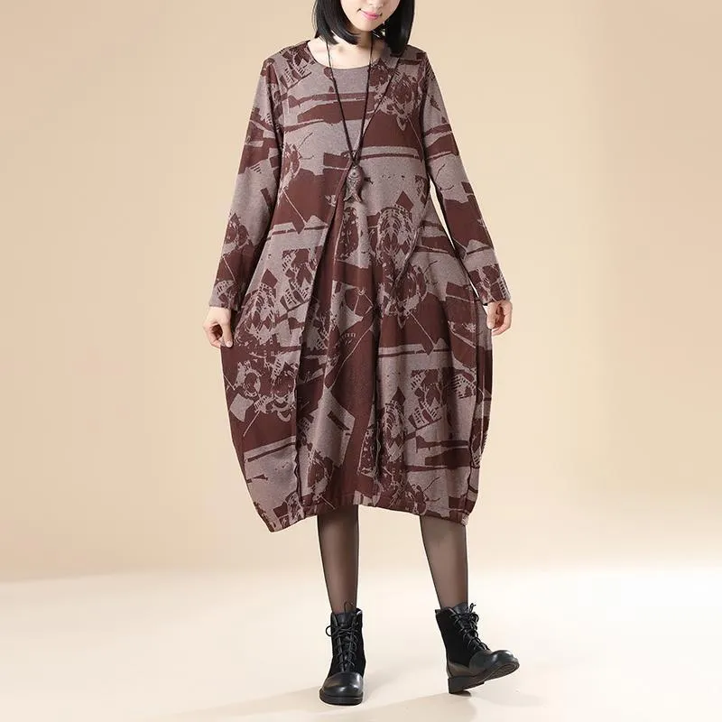 Elena Casual Vintage Loose Plus Size Dress
