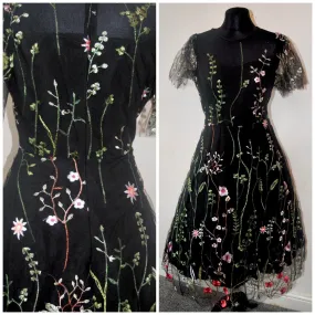 Embroidered Flower Tulle Dress, Prom Dress