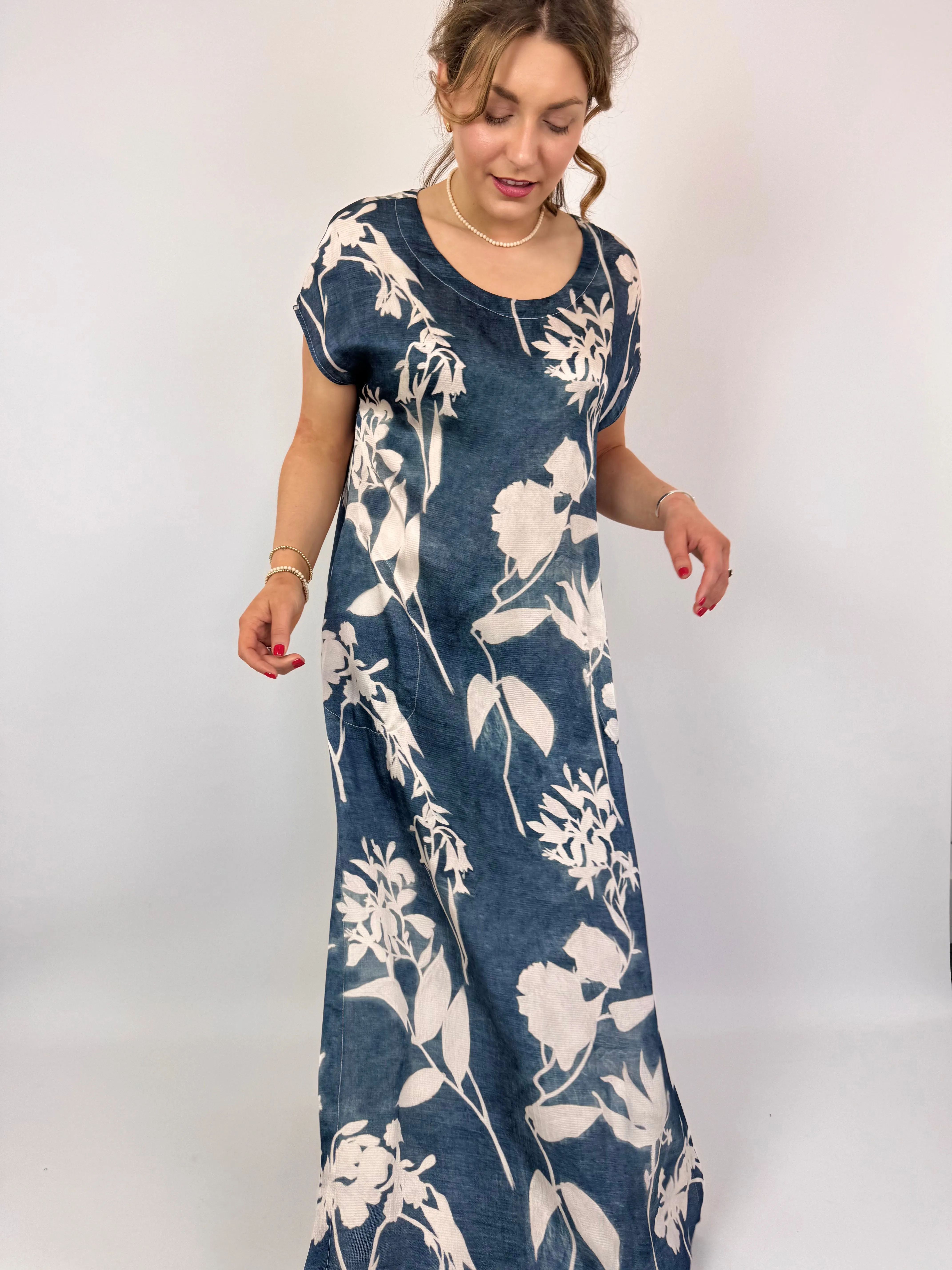 European Culture 14C0 Dress Blue Print