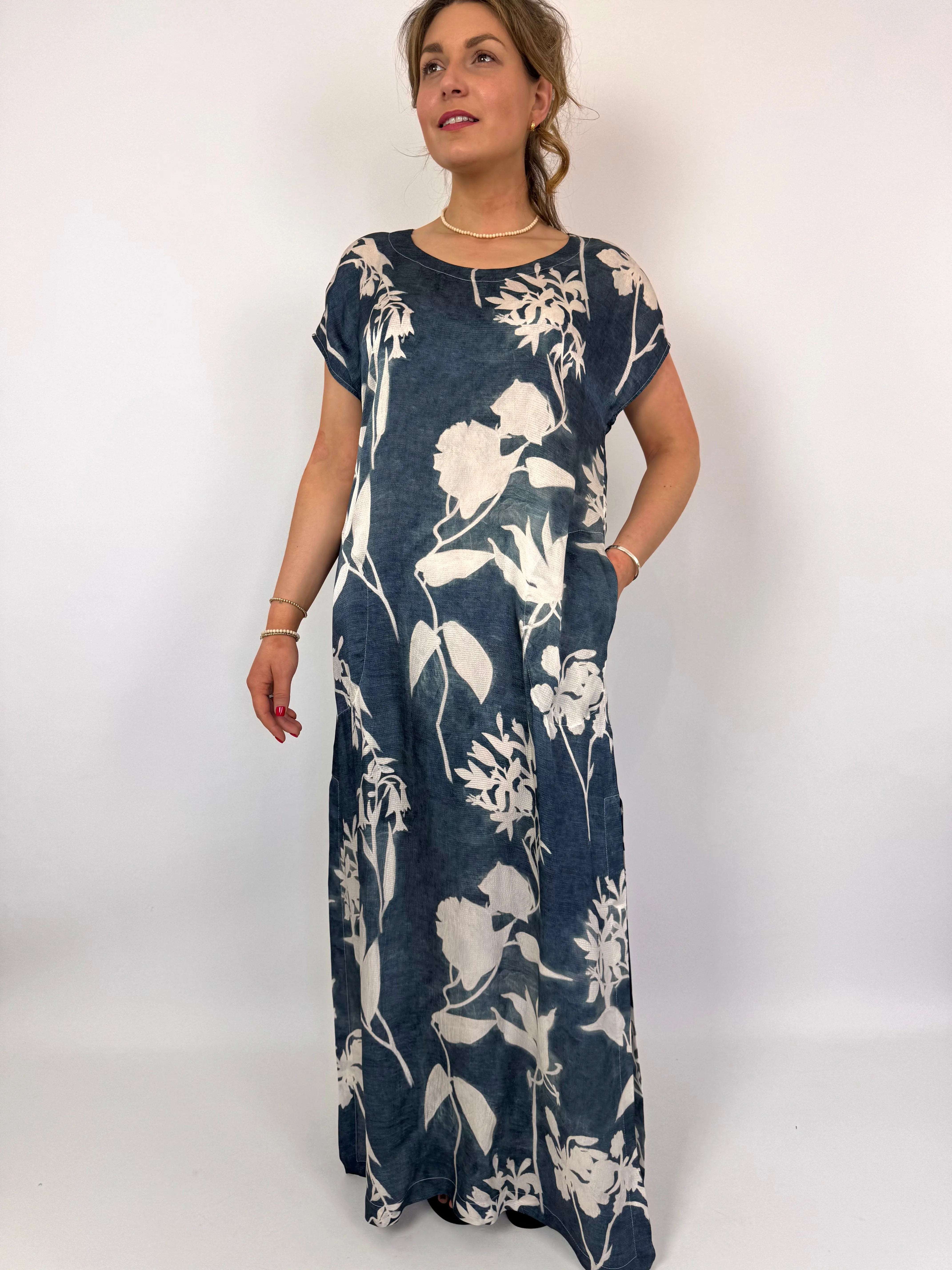 European Culture 14C0 Dress Blue Print