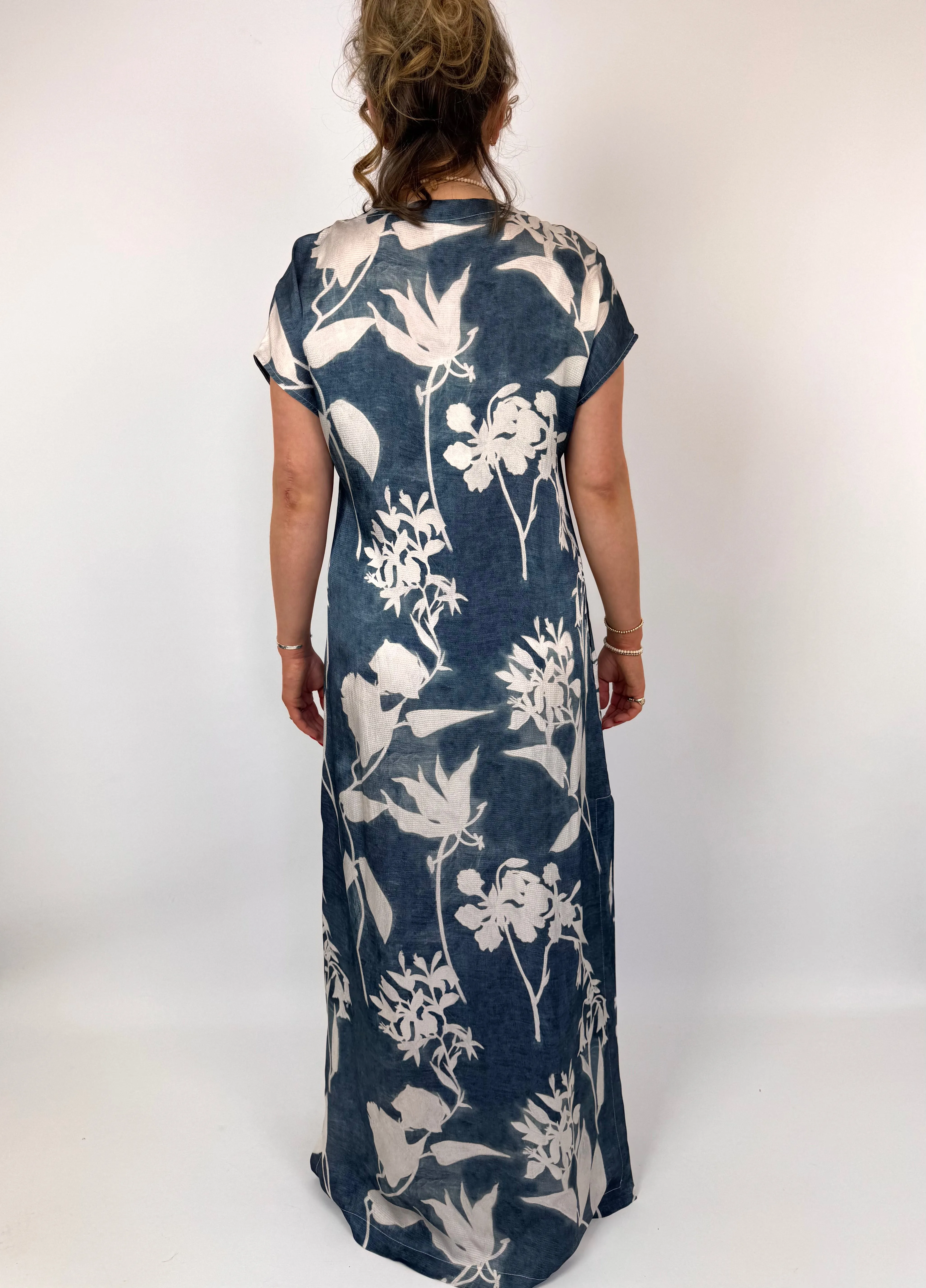 European Culture 14C0 Dress Blue Print