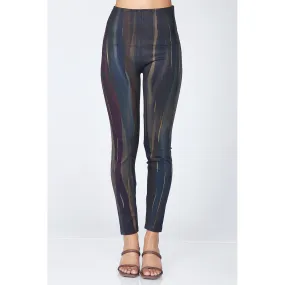Extended Size High Waist Full Length Jeans Leggings with Gold Streaks