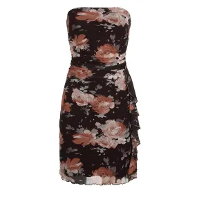 Fairycore Grunge Floral Printing Vintage Off Shoulder Mini Dress for Women Ruffles Chic Folds Summer Dress Aesthetic