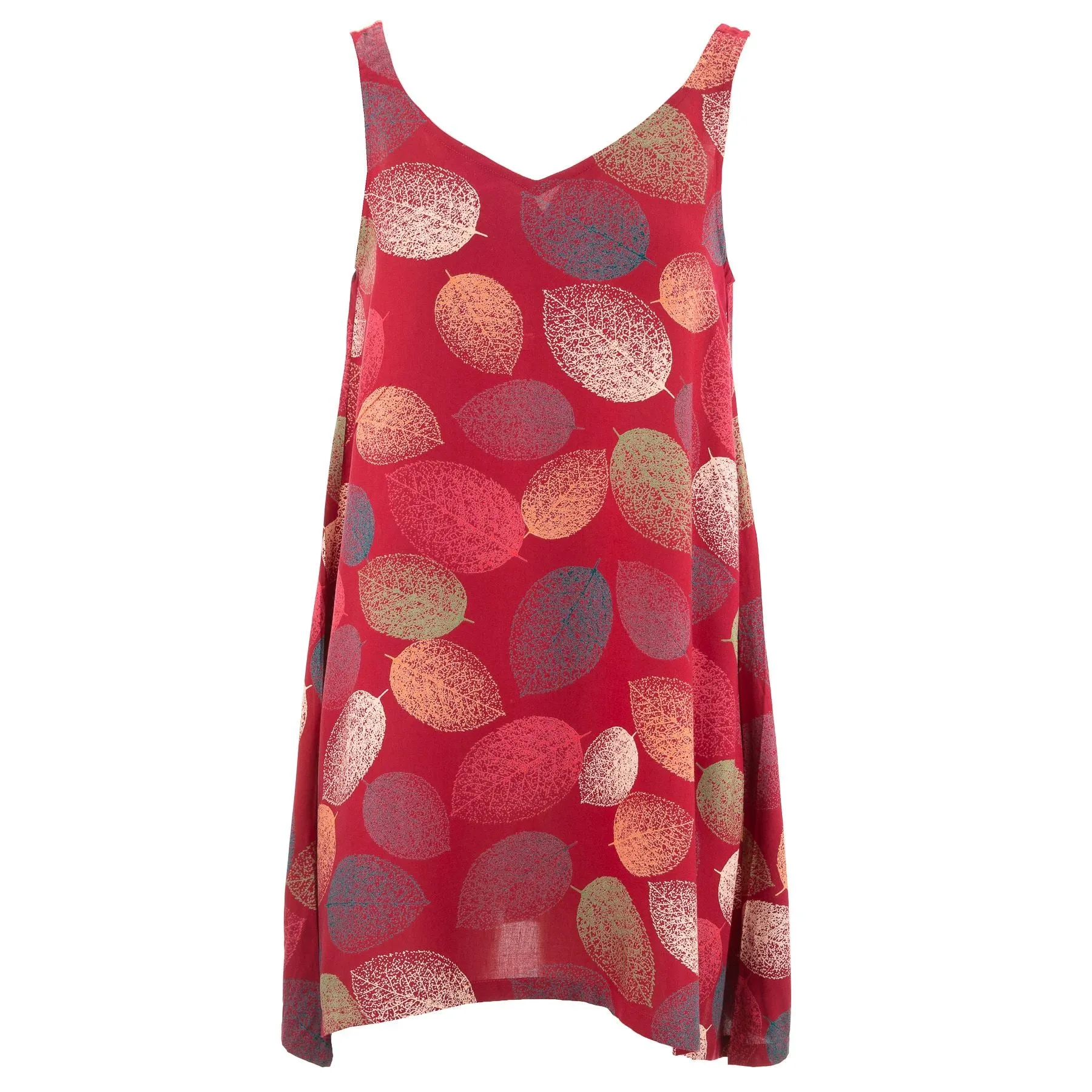 Floaty Asymmetrical Summer Dress  - Coral Leaf