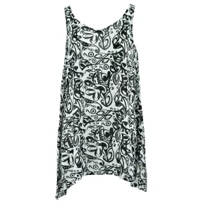 Floaty Asymmetrical Summer Dress - White Trellis