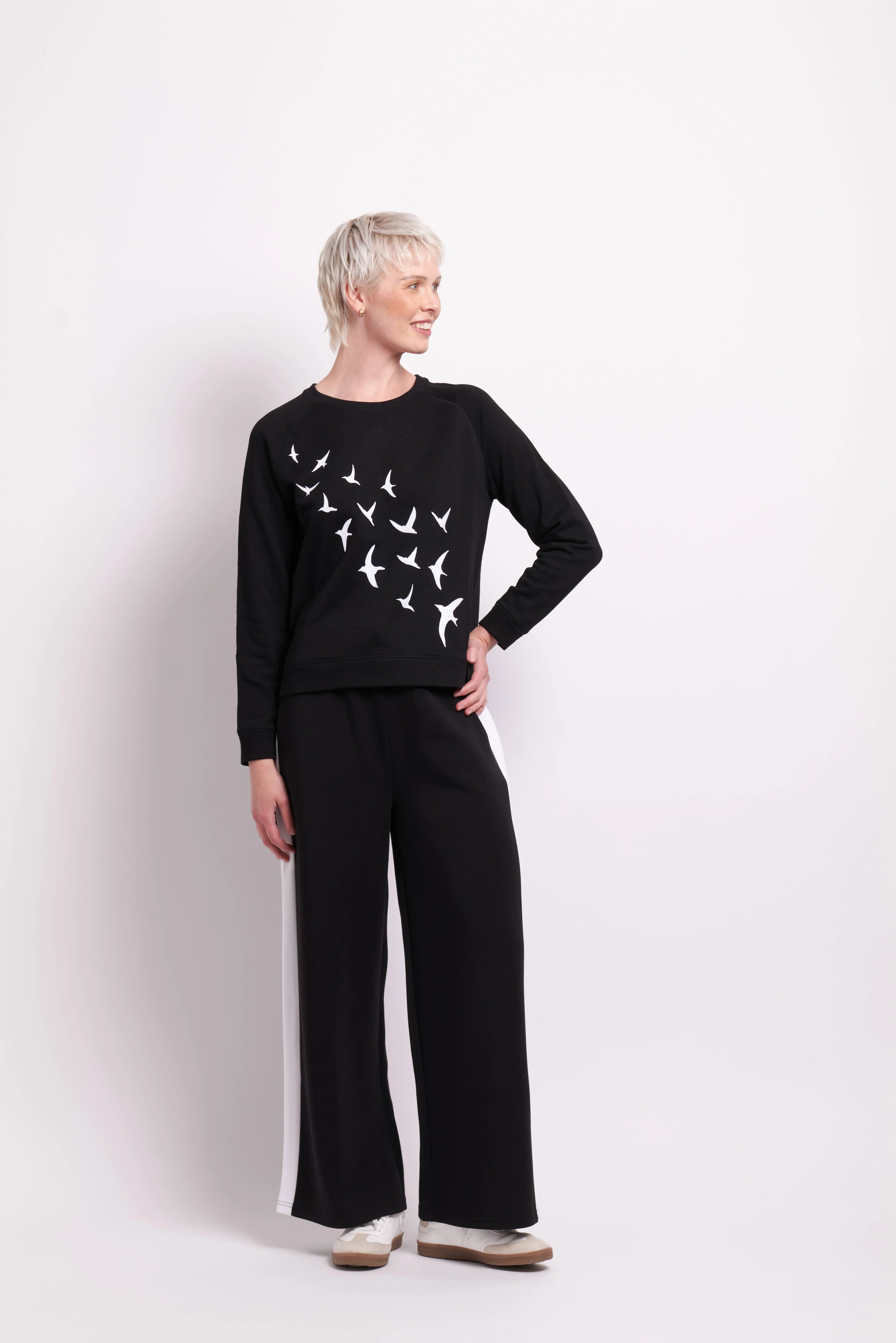 Foil Added Fun Sweater TP13949 - Flock of Birds