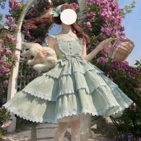 Fresh Green Spring Grass Meadow Heart      Dress Kawaii Academia Y2K Cottagecore Coquette Fairycore Dollette Princesscore
