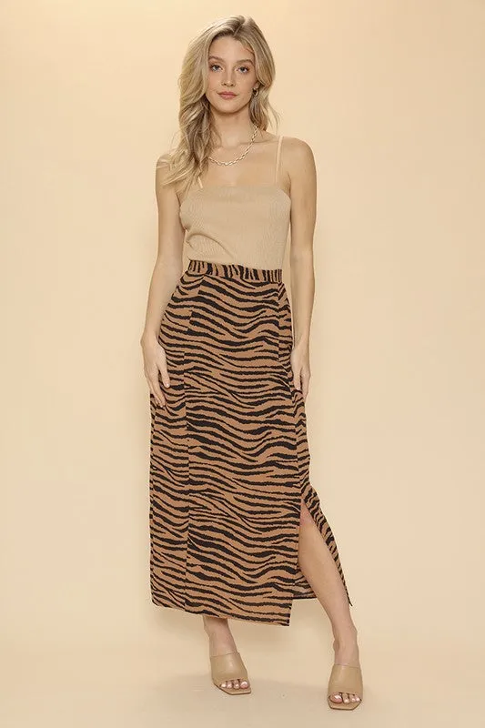 Front slit midi skirt