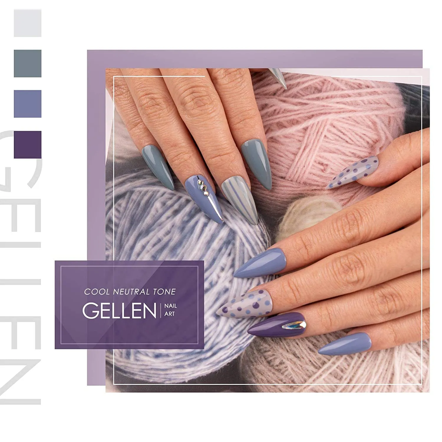 Gellen Gel Nail Polish Kit 16 Colors With Top Base Coat - Popular Nude Grays Nail Gel Collection, Solid Sparkles Glitters UV Pastel Fall Winter Nail Gel Colors Manicure Set