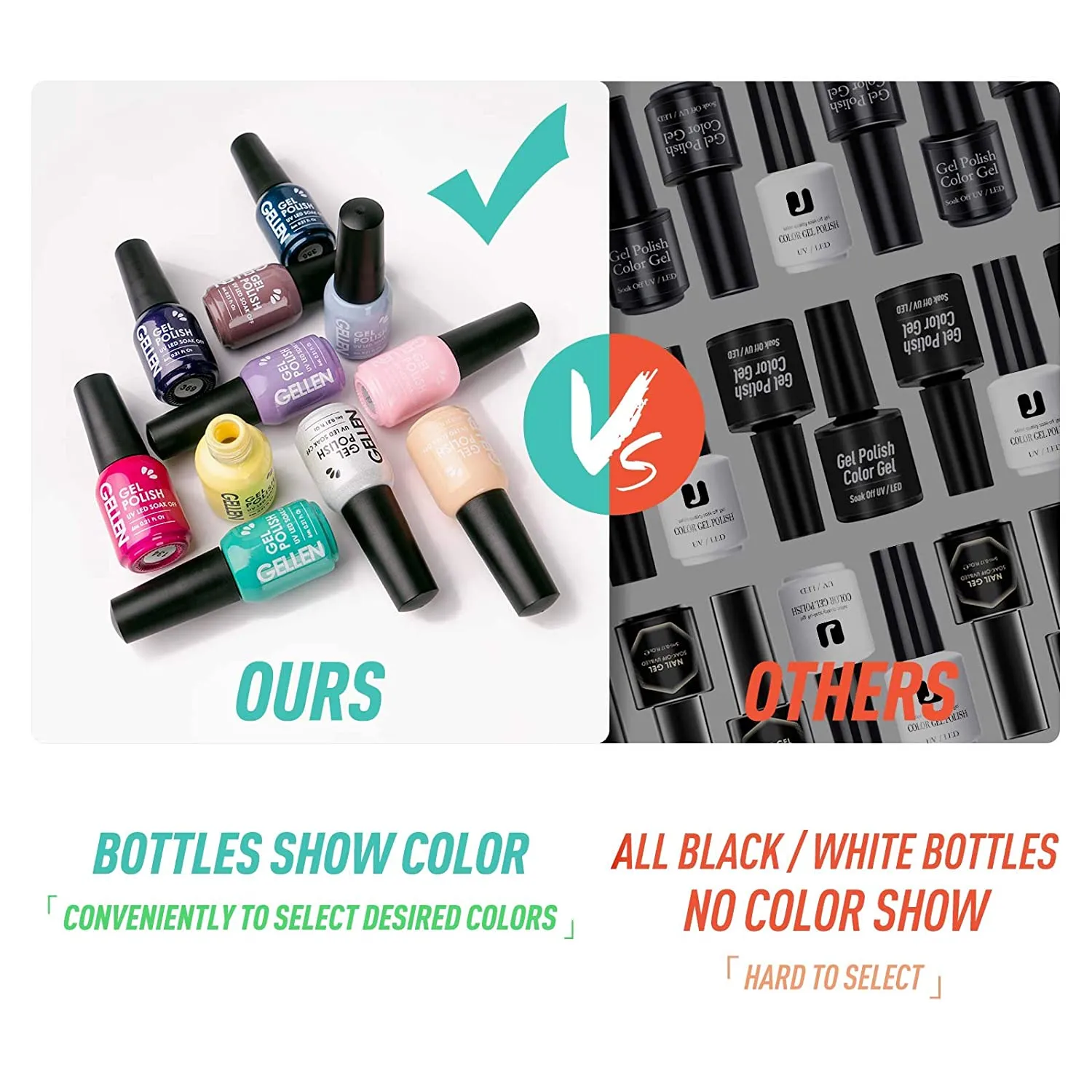 Gellen Gel Nail Polish Kit 16 Colors With Top Base Coat - Popular Nude Grays Nail Gel Collection, Solid Sparkles Glitters UV Pastel Fall Winter Nail Gel Colors Manicure Set