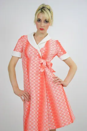 Genuine vintage 60s 70s mod neon argyle print mini dress