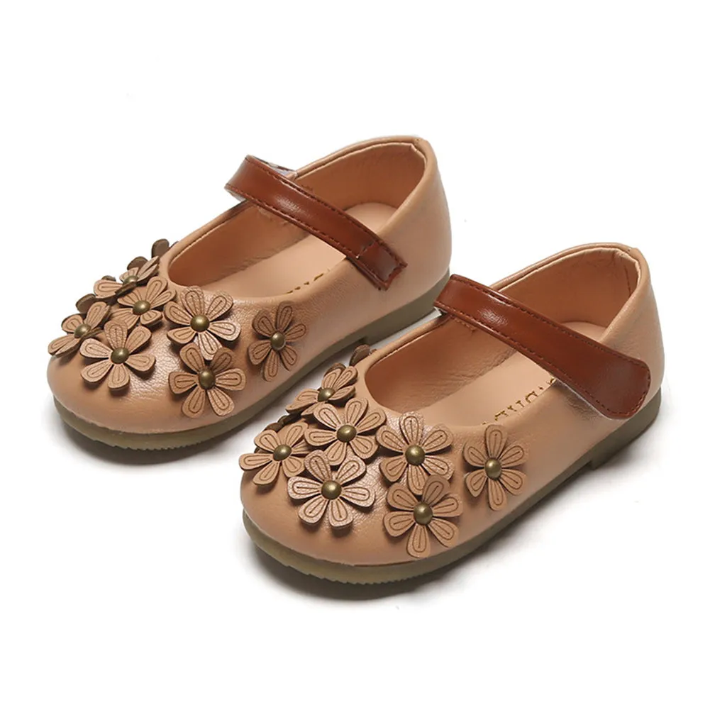 Girls Flower Ballet Flat Soft School Dress Shoes