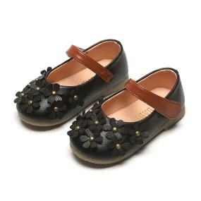 Girls Flower Ballet Flat Soft School Dress Shoes