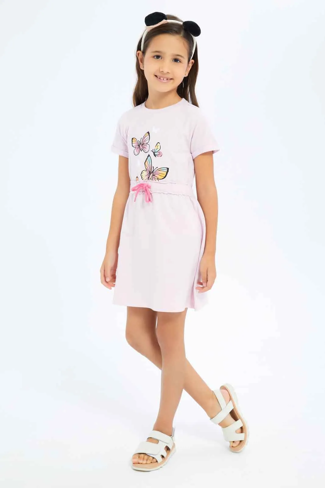 Girls Pink Butterfly Active Dress