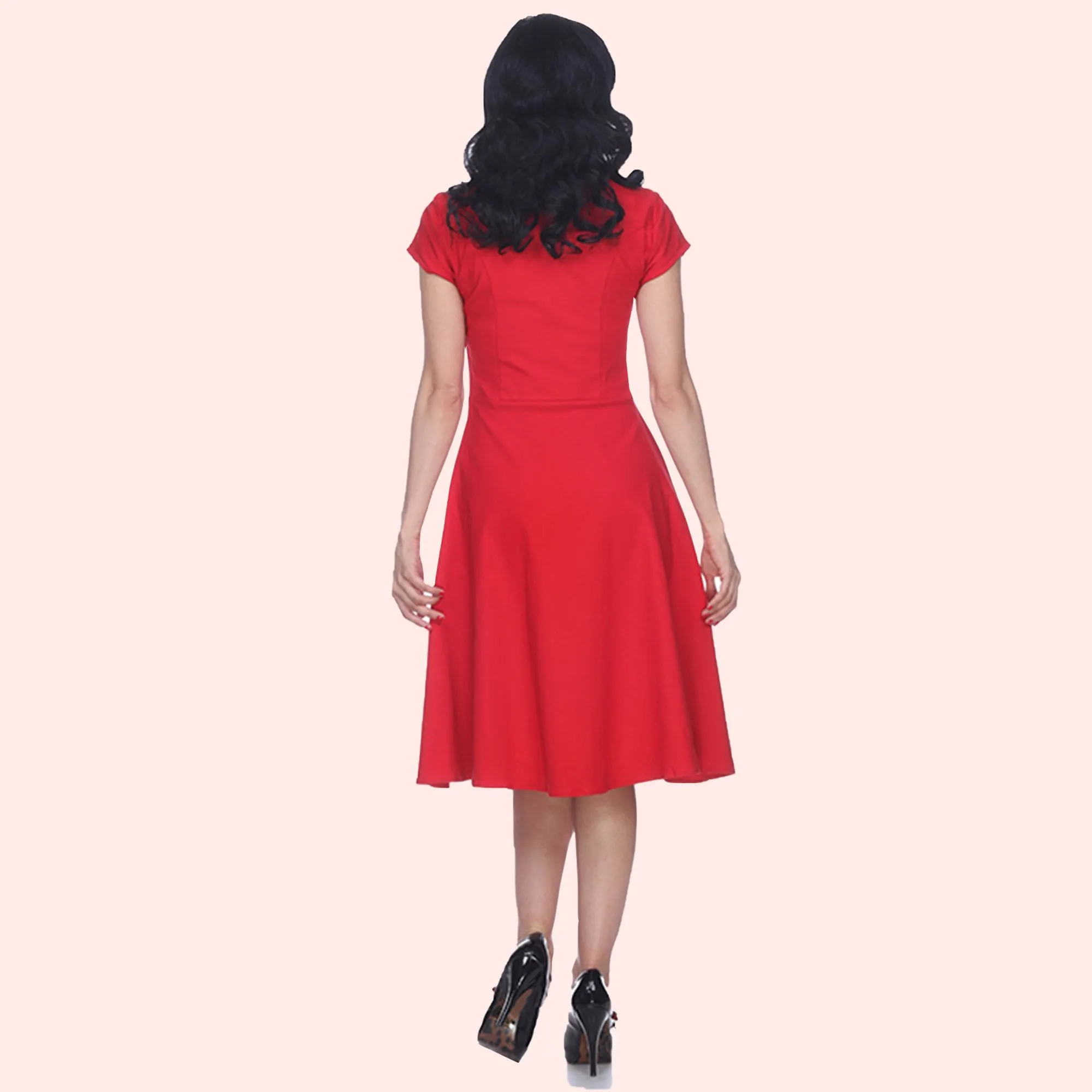 Glenda Scalloped Neck Swing Dress in Red Size 26W ~Was $89