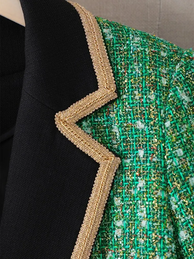 Green Fashion Plaid Blazer