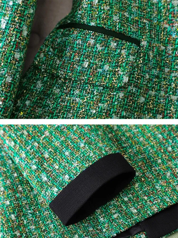 Green Fashion Plaid Blazer