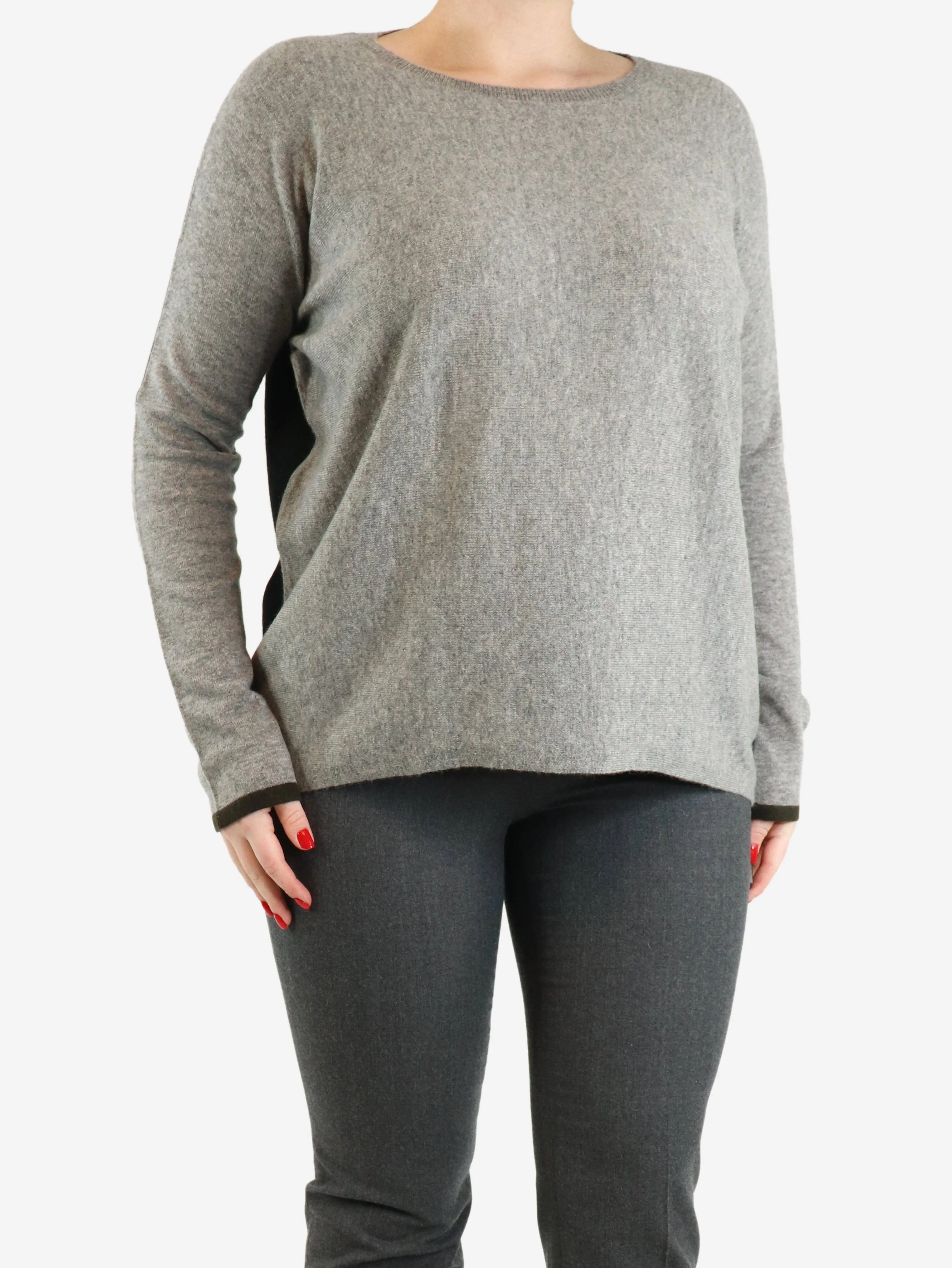 Grey and black two-tone cashmere jumper - size L
