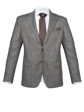 Grey Prince of Wales Wool Blazer by Primatist Marlane