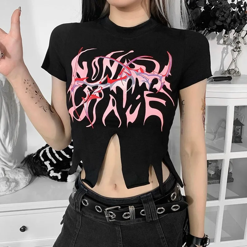 Grunge Black Crop Tops