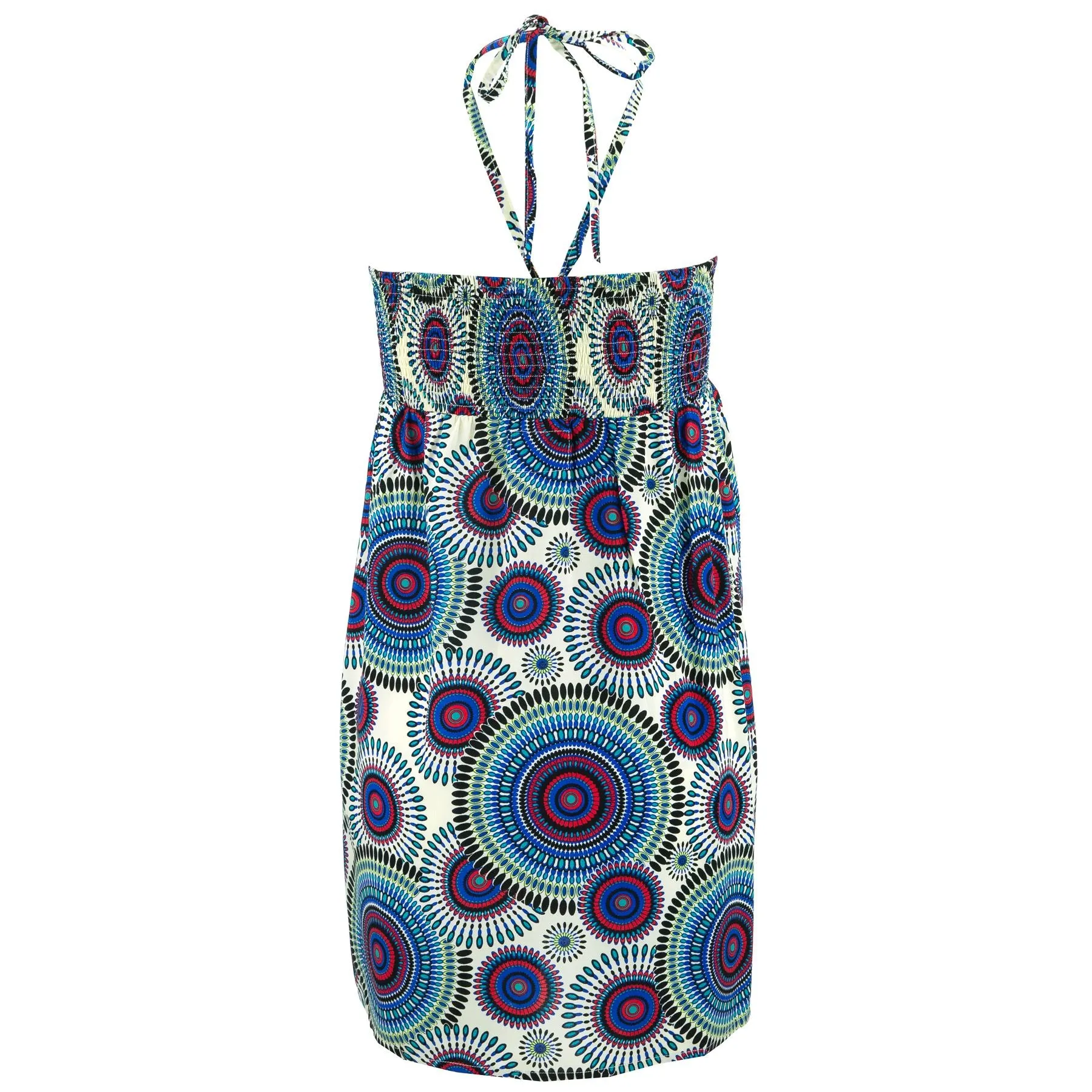 Halterneck Wrinkle Dress - Blue Kaleidoscope