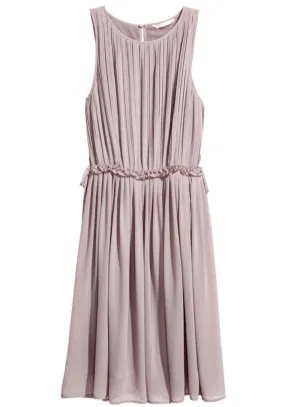 H&M Women's pale muted lavender pleated chiffon sleeveless dress, 2