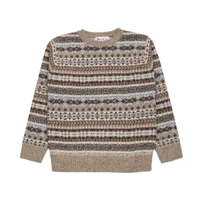 Harley Crewneck Fair Isle Jumper in Mushroom