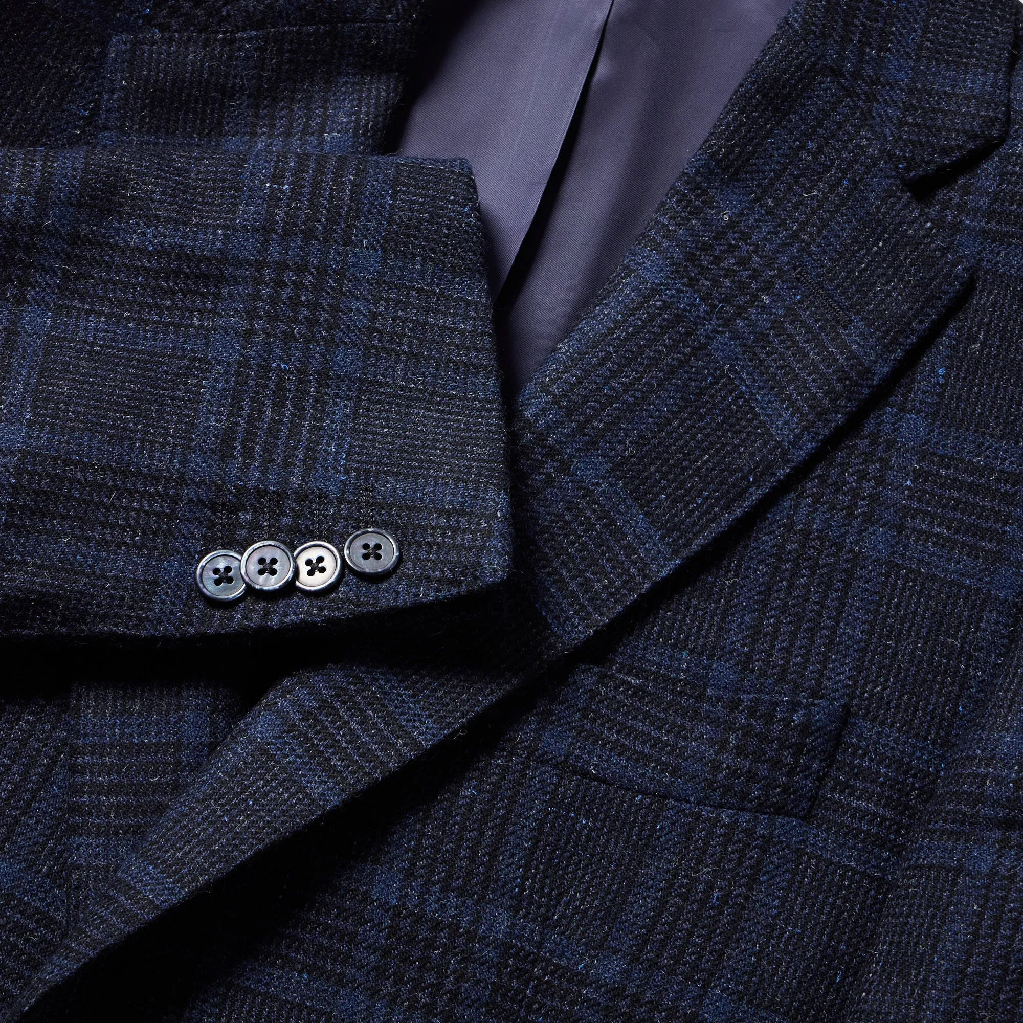 HENRY SARTORIAL x DORMEUIL Dun Full Canvas Check Blazer NAVY/SKY REG
