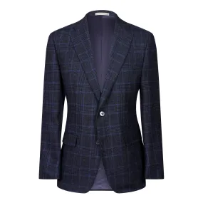 HENRY SARTORIAL x DORMEUIL Dun Full Canvas Check Blazer NAVY/SKY REG
