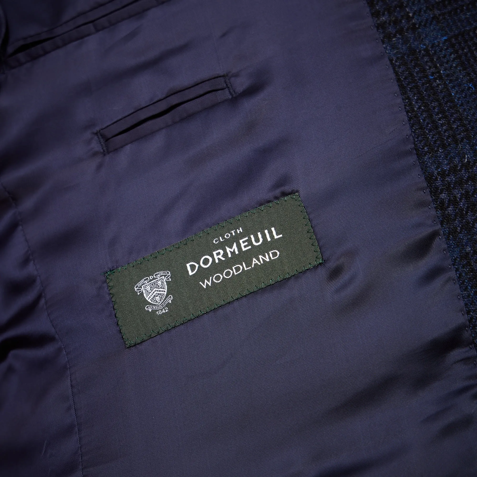 HENRY SARTORIAL x DORMEUIL Dun Full Canvas Check Blazer NAVY/SKY REG