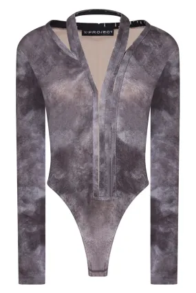 HOOK & EYE V NECK BODYSUIT | CLOUDY GREY