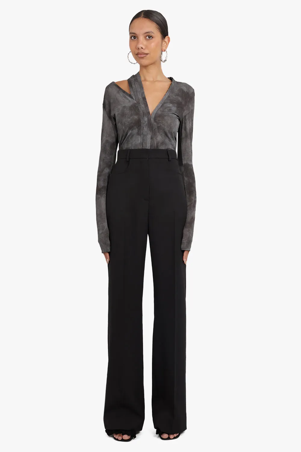 HOOK & EYE V NECK BODYSUIT | CLOUDY GREY