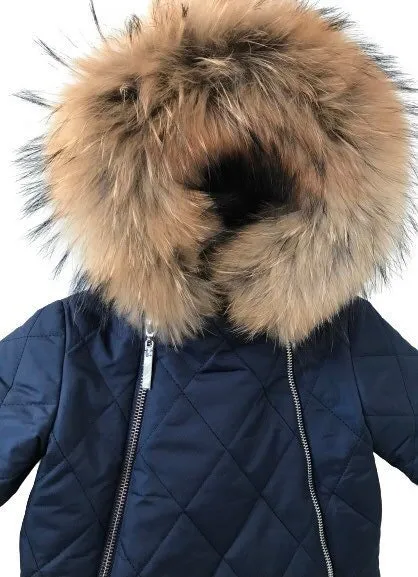 Infant baby 0-3 months Winter overalls envelope Stroller  Hood trim natural fur