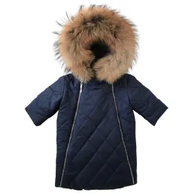 Infant baby 0-3 months Winter overalls envelope Stroller  Hood trim natural fur