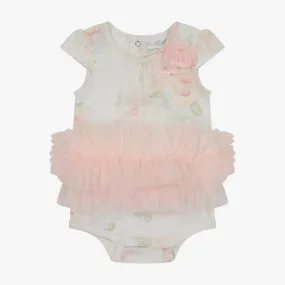 Ivory Floral Print Tutu Bodysuit